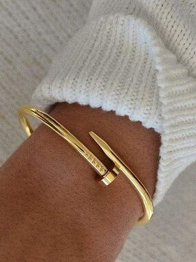 Gold Nail Cuff Bracelet - Women's Jewelry
